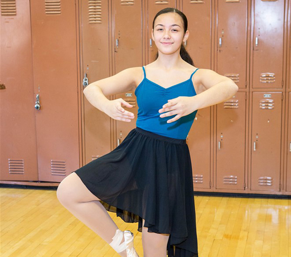 student ballet pose